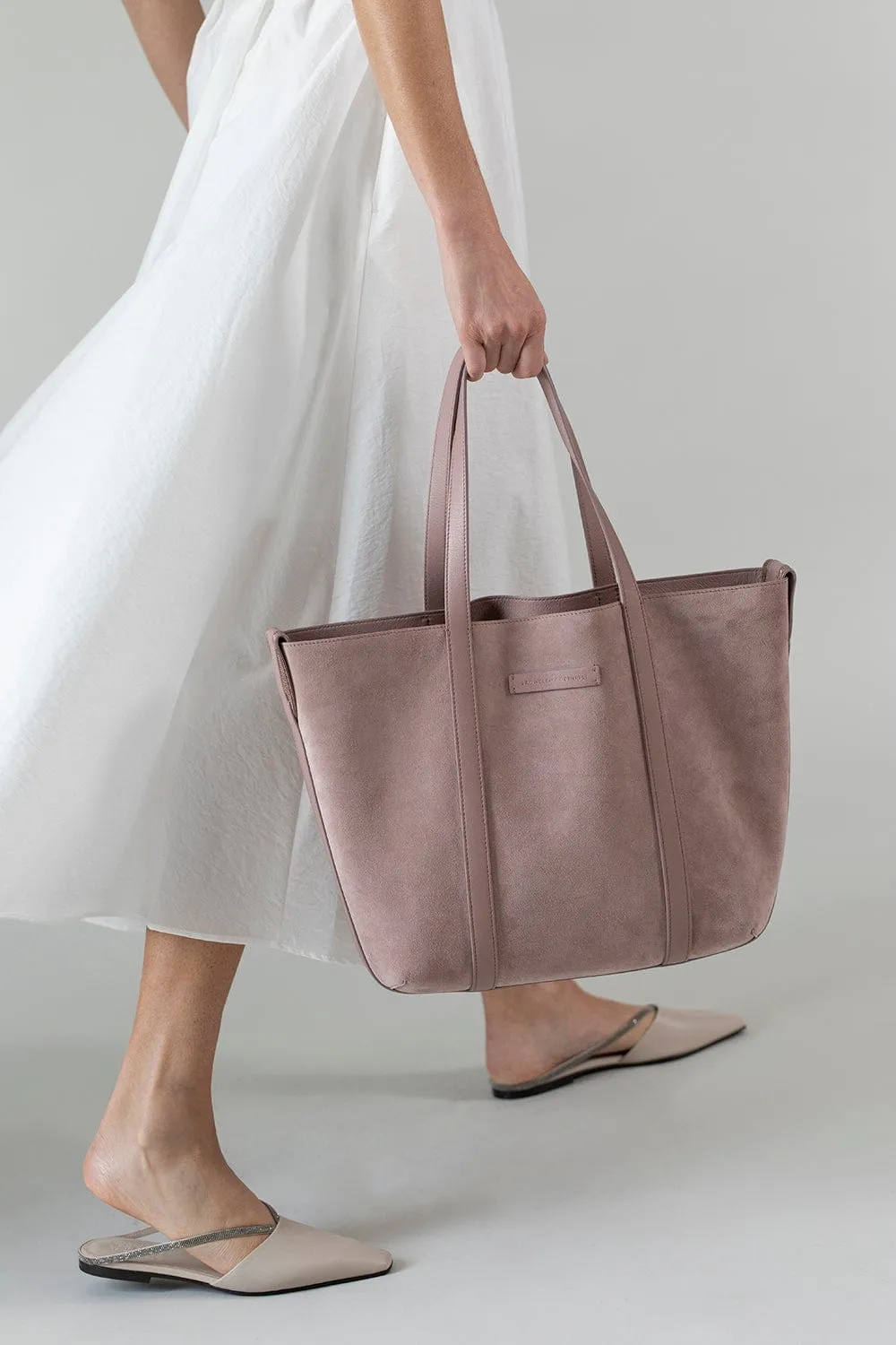 Small Suede Reversible Tote - Rose