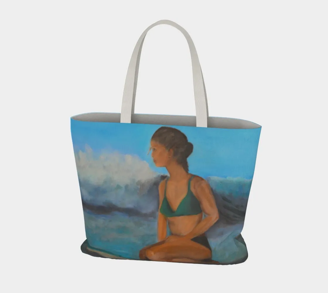 Surfer Girl Large Cotton Tote Bag