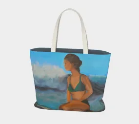 Surfer Girl Large Cotton Tote Bag