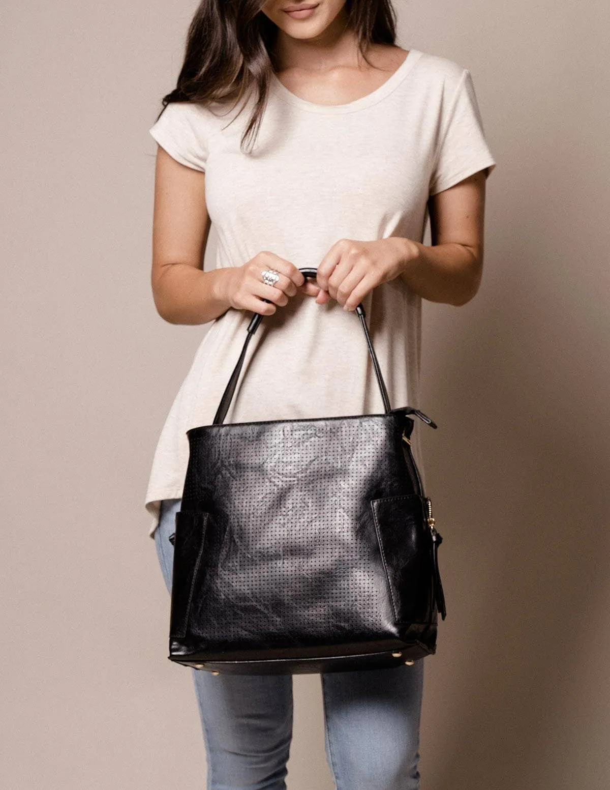 Vegan Leather 3-in-1 Metro Tote - Black