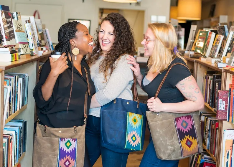 Waxed Canvas Crossbody Tote Bag