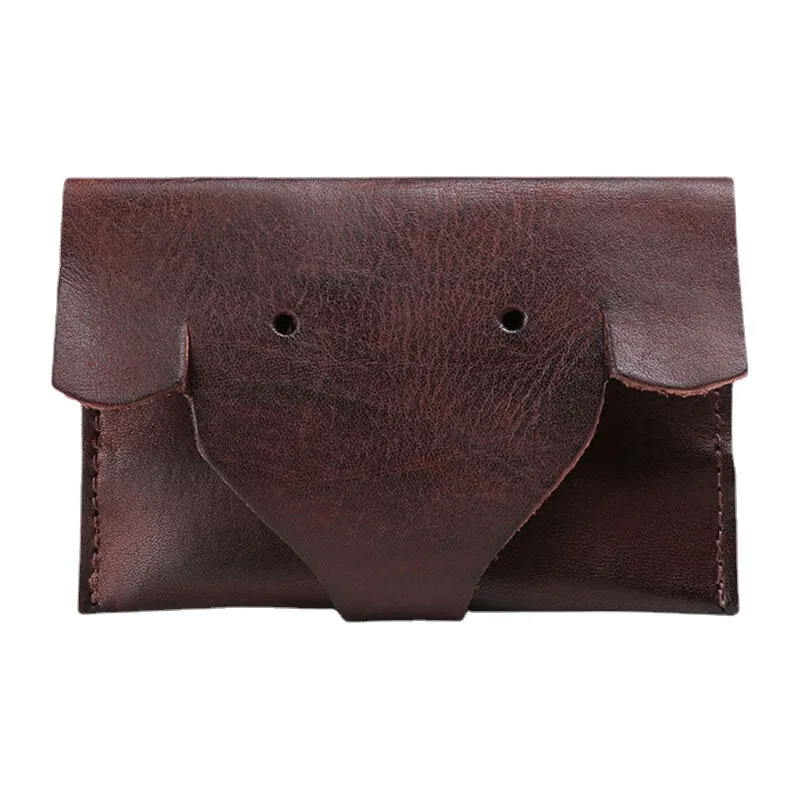 Women Genuine Leather Cowhide Cute Cartoon Elephant Pattern Storage Bag Coin Wallet