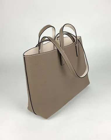 Womens Light Gray Leather Shoulder Tote Bags Best Tote Handbag Shopper Bags Purse for Ladies