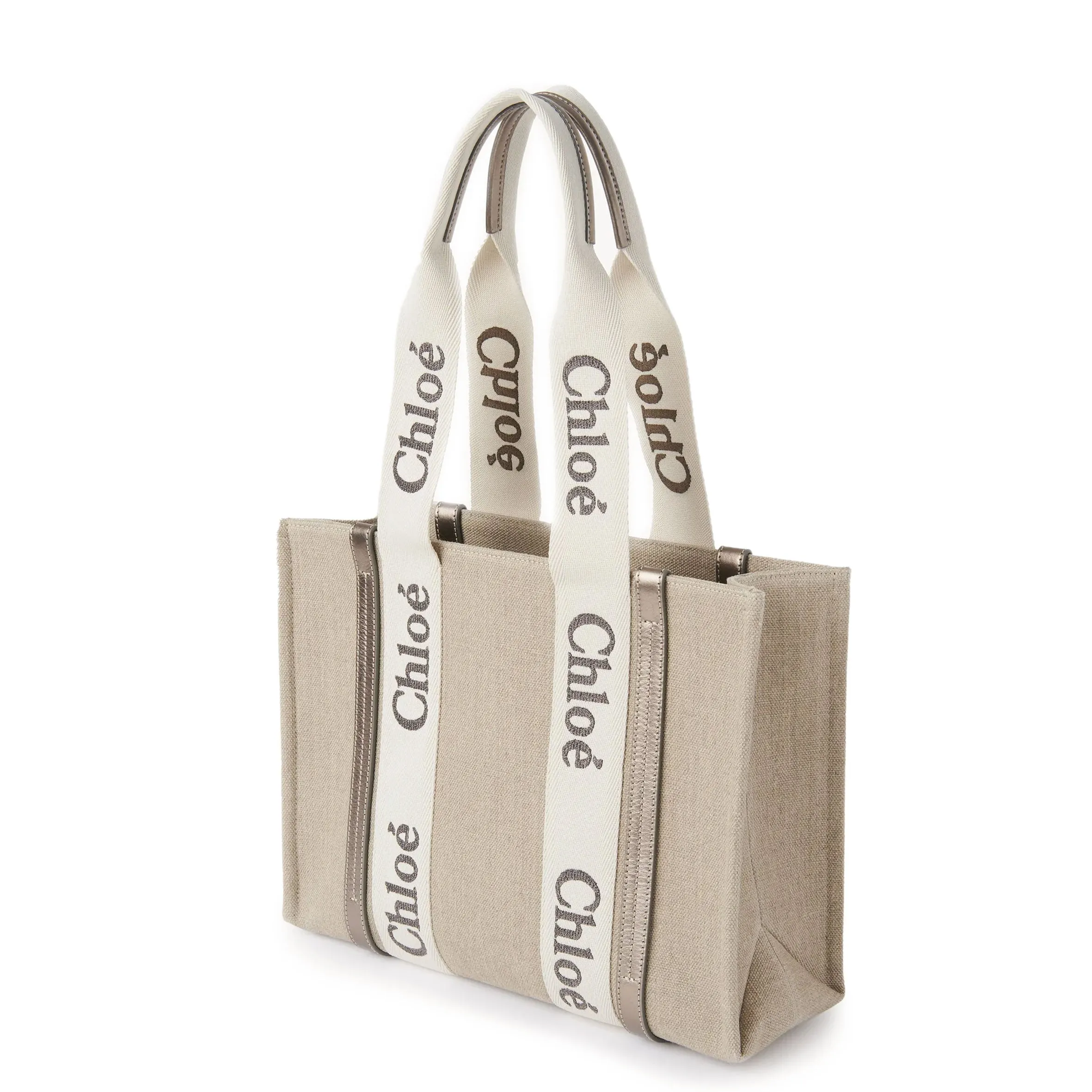 Woody Tote Medium, Metallic Grey